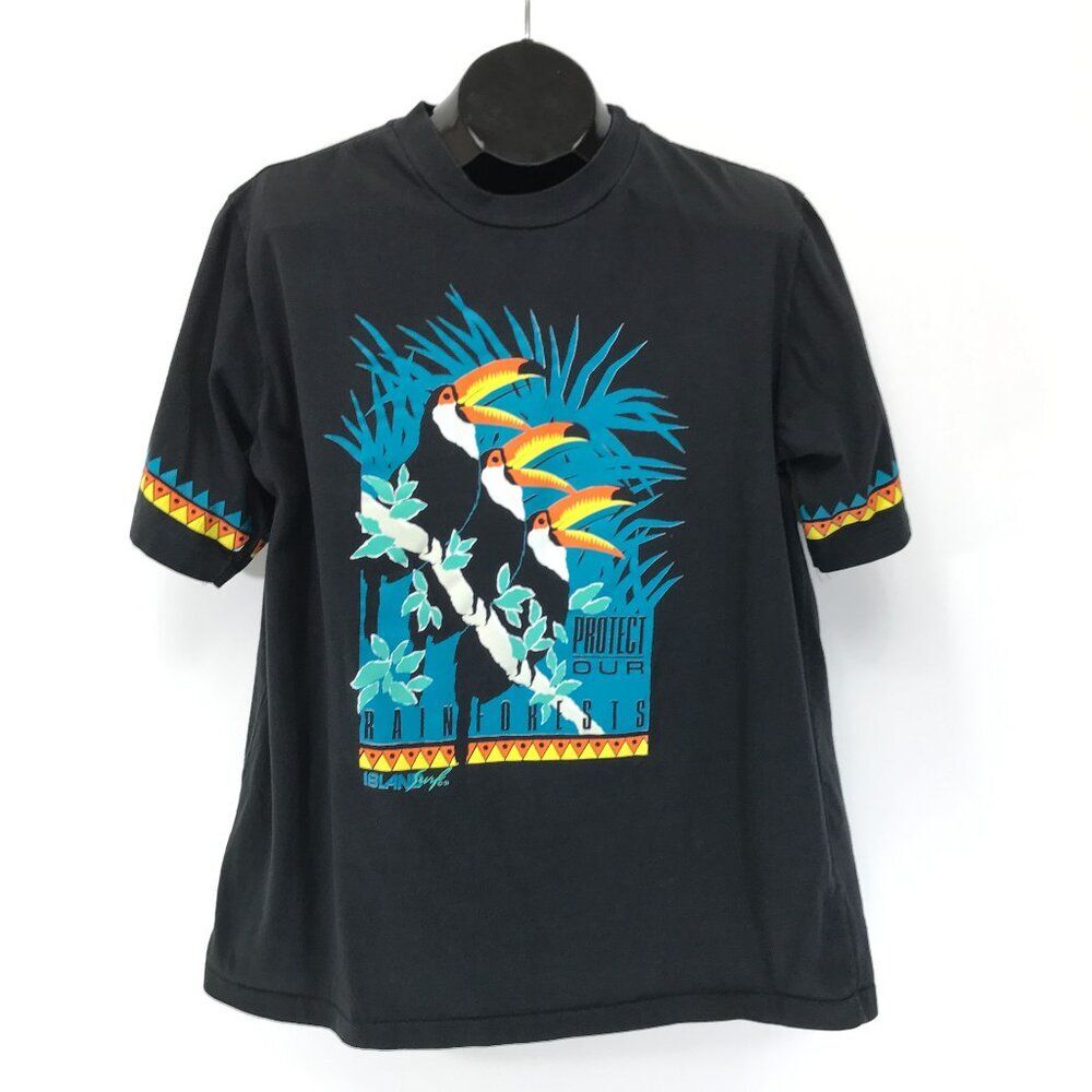 Vintage Island Surf Protect Our Rainforests Graphic Print T-Shirt Men's XL '90s